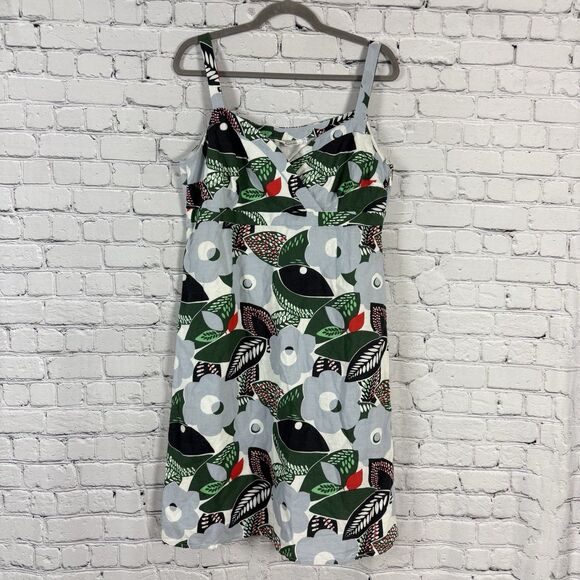 Boden Multicolor Floral Linen Mix Mini Dress Boho Casual Vacation - Picture 1 of 10